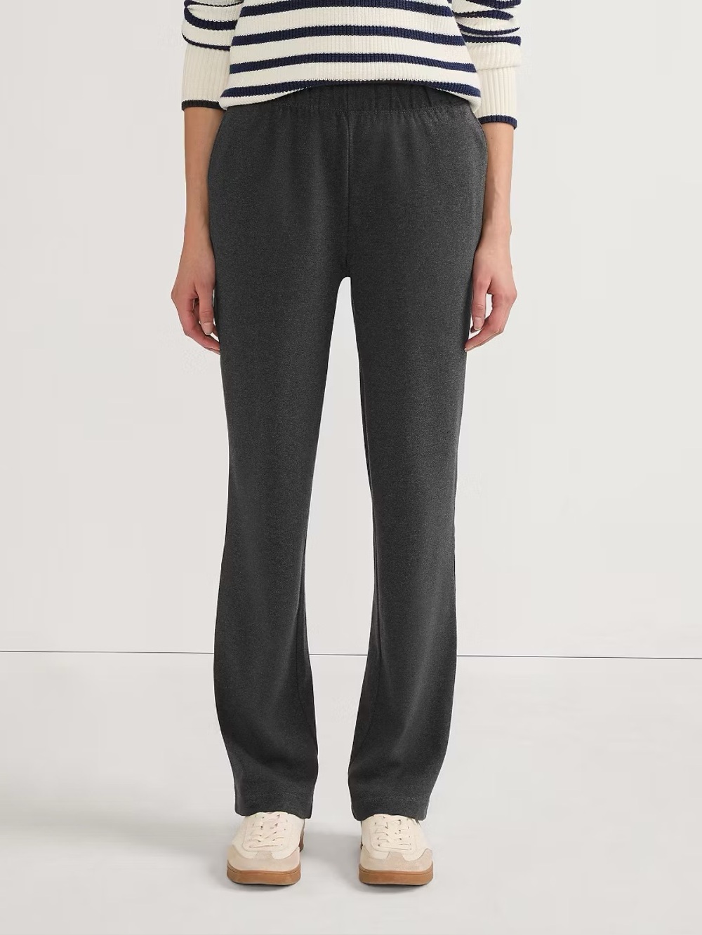 Lands' End Women's Black Sport Knit Straight Leg Soft Stretch Leisure Pants